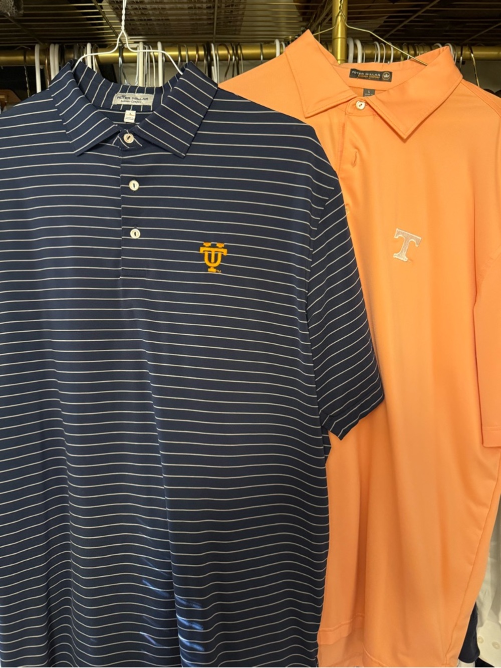 Peter Millar Navy Striped Polo & Orange Solid Polo Duo - Vols / UT / Tennessee
